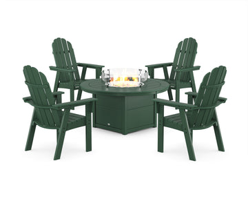 Vineyard 4-Piece Curveback Upright Adirondack Conversation Set with Fire Pit Table