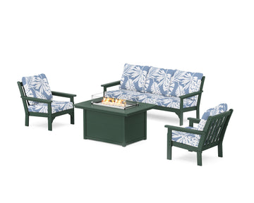Vineyard Deep Seating Fire Pit Table Set