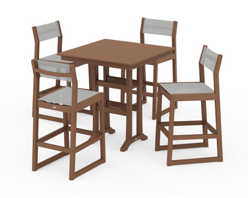 EDGE Sling Arm Chair 5-Piece Farmhouse Bar Set with Trestle Legs