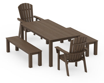 Nautical Curveback Adirondack 5-Piece Parsons Dining Set with Benches