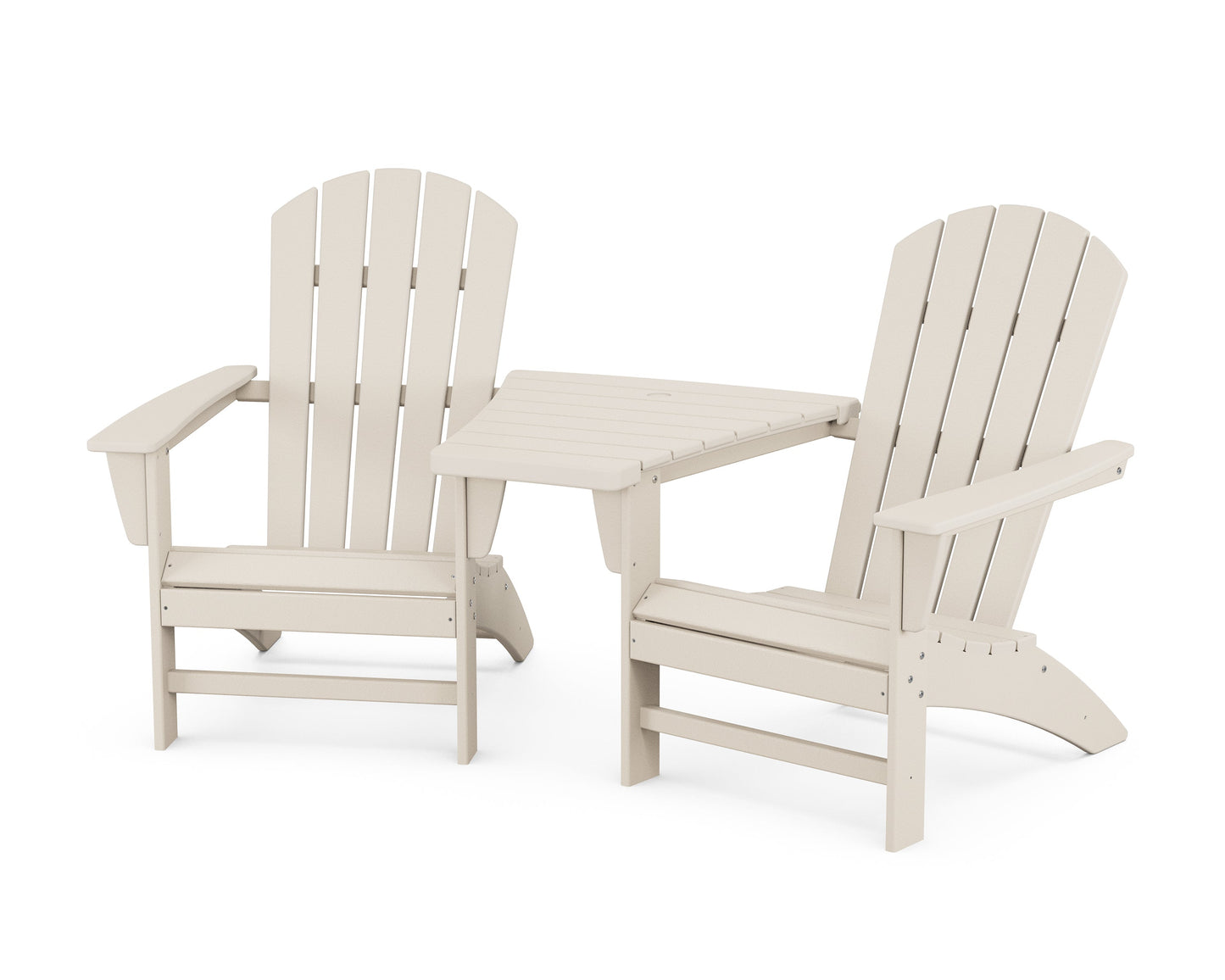 Nautical 3-Piece Adirondack Set with Angled Connecting Table
