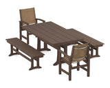 Coastal 5-Piece Farmhouse Dining Set with Trestle Legs and Benches