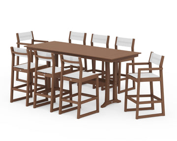 EDGE Sling 9-Piece Farmhouse Bar Set with Trestle Legs