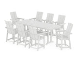 Modern Curveback Adirondack 9-Piece Farmhouse Counter Set with Trestle Legs