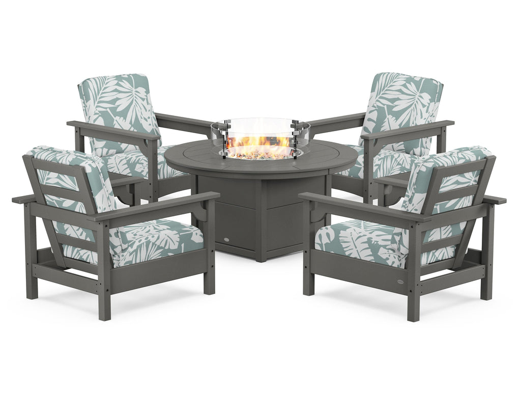 Club 5-Piece Conversation Set with Fire Pit Table
