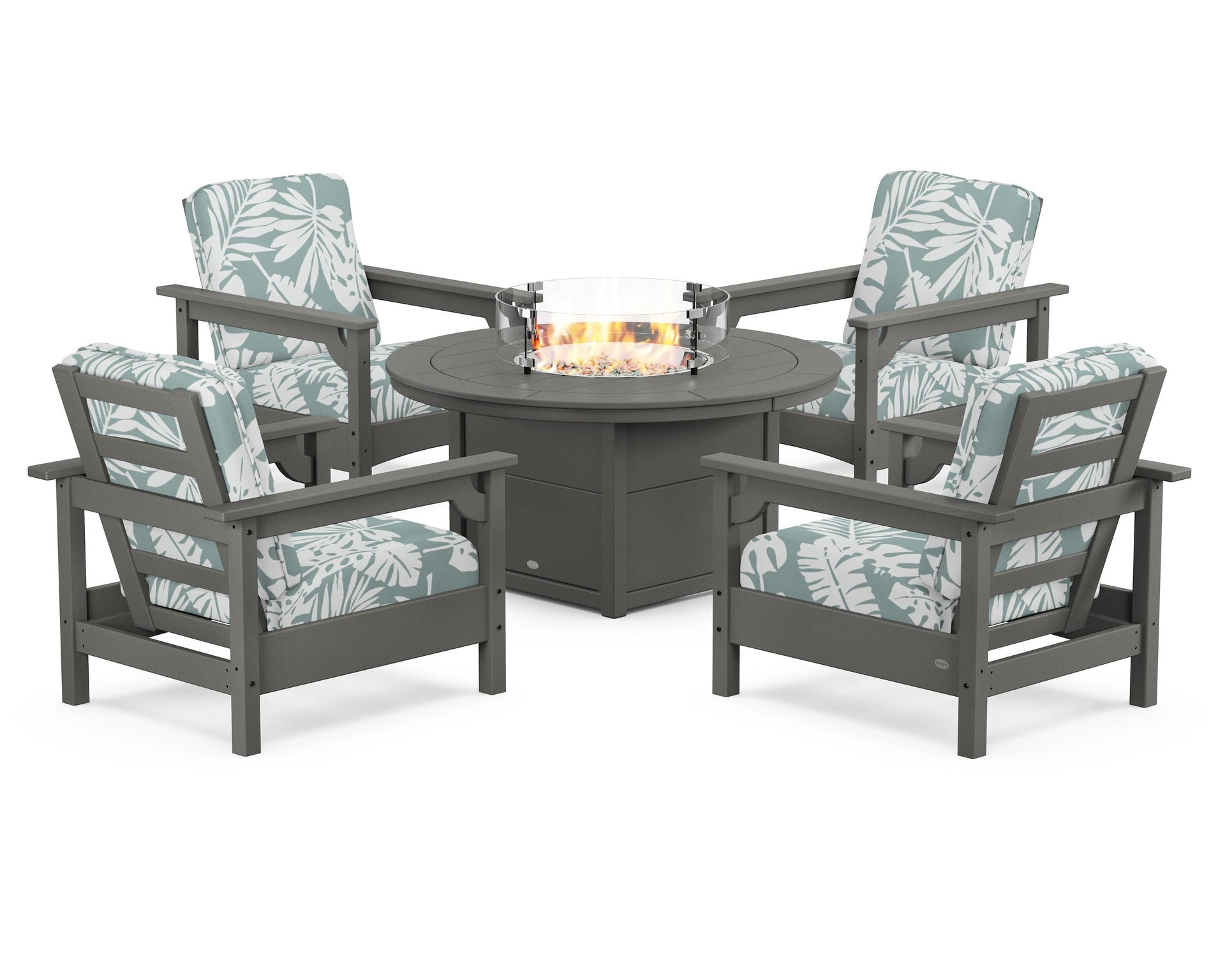 Club 5-Piece Conversation Set with Fire Pit Table