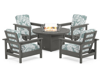 Club 5-Piece Conversation Set with Fire Pit Table