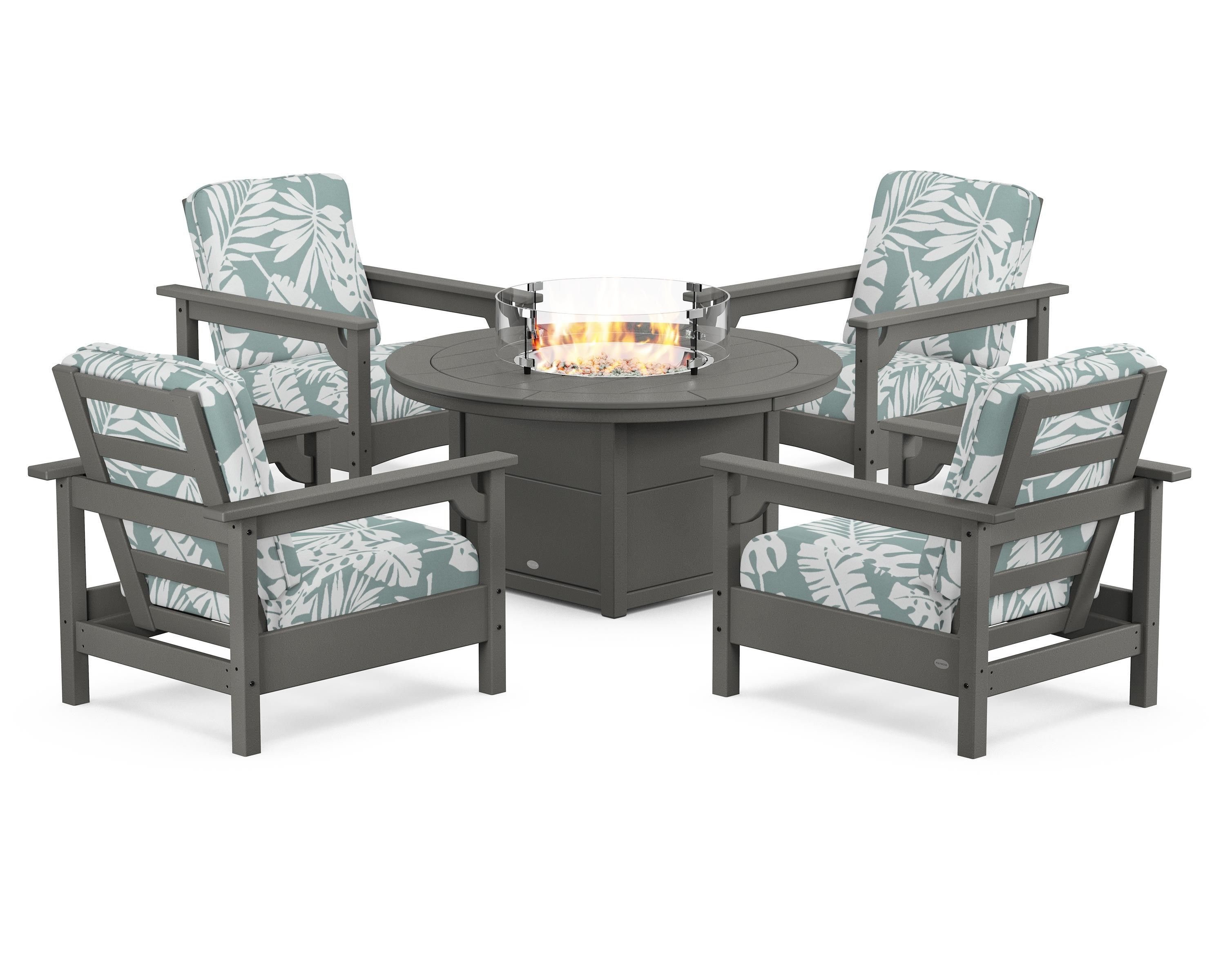 Club 5-Piece Conversation Set with Fire Pit Table
