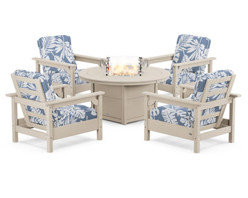 Club 5-Piece Conversation Set with Fire Pit Table