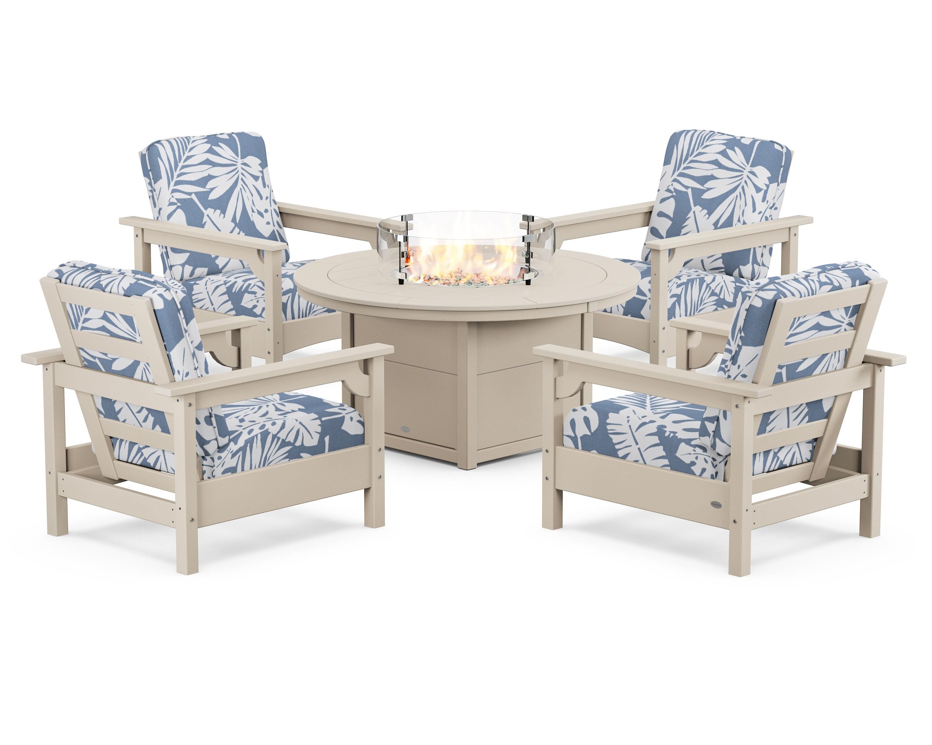 Club 5-Piece Conversation Set with Fire Pit Table