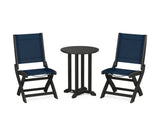 Coastal Folding Side Chair 3-Piece Round Bistro Dining Set