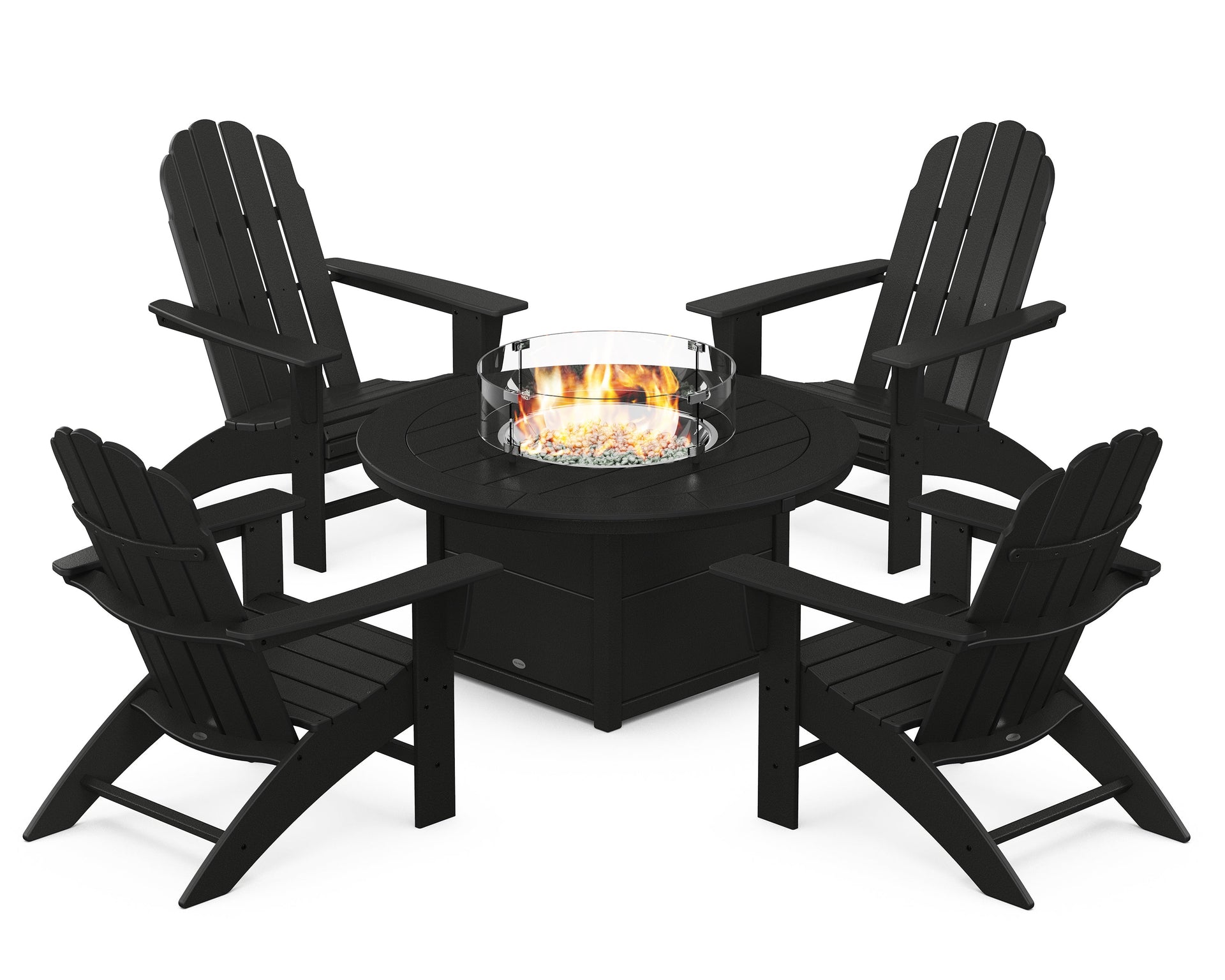 Vineyard Curveback Adirondack 5-Piece Conversation Set with Fire Pit Table