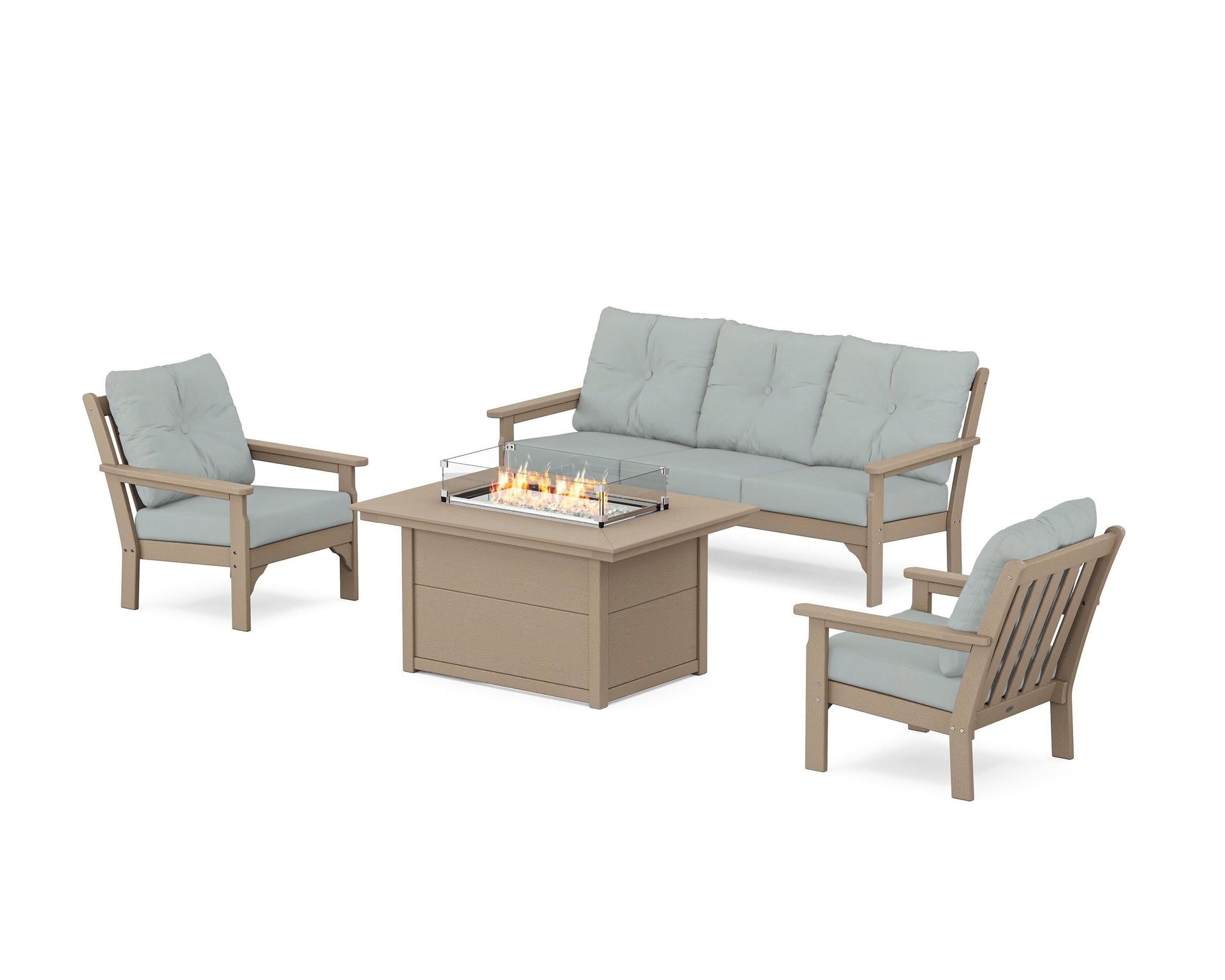 Vineyard Deep Seating Fire Pit Table Set