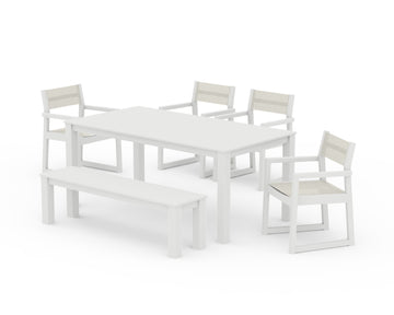 EDGE Sling Arm Chair 6-Piece Parsons Dining Set with Bench