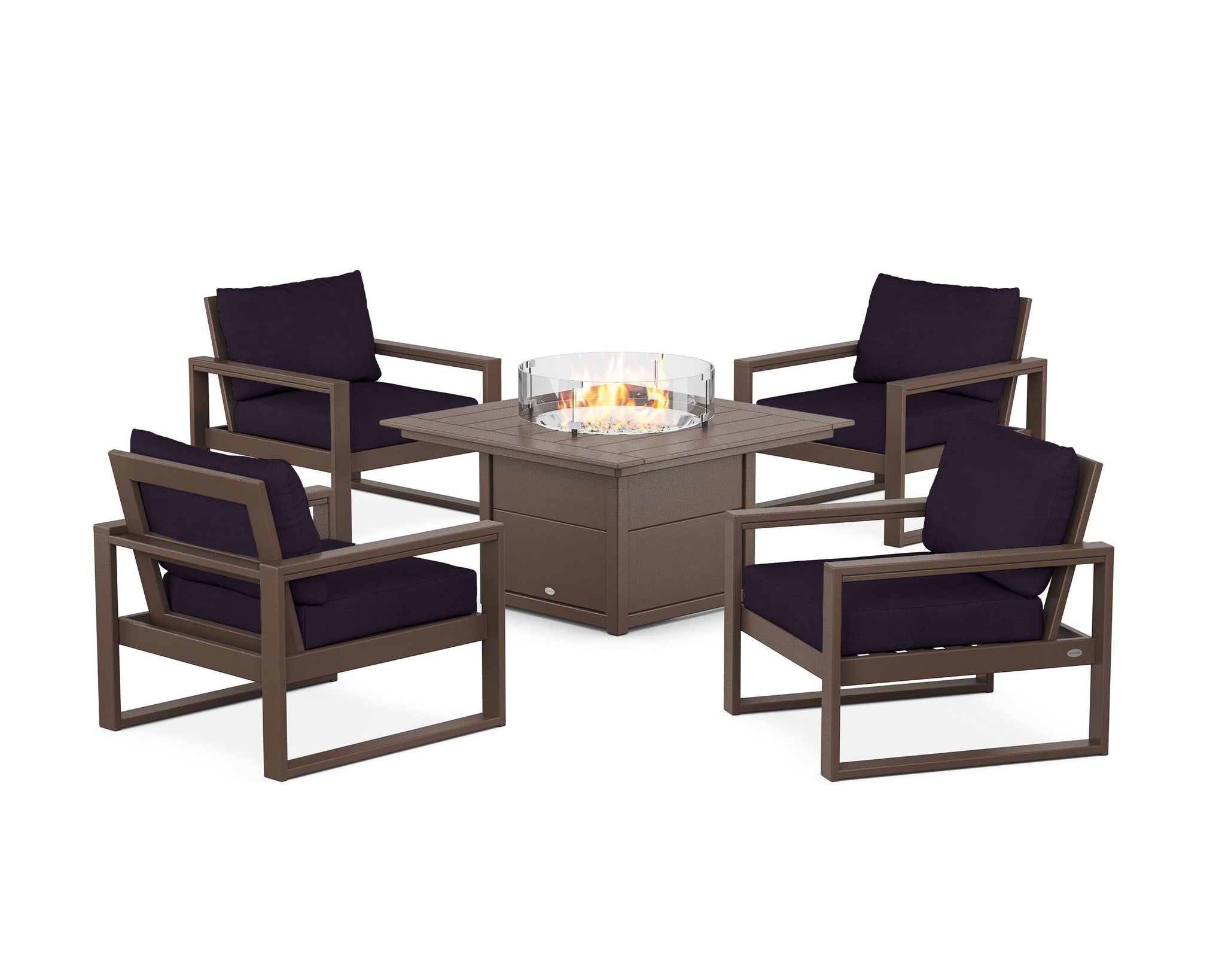 EDGE Sectional 5-Piece Deep Seating Set with Fire Pit Table