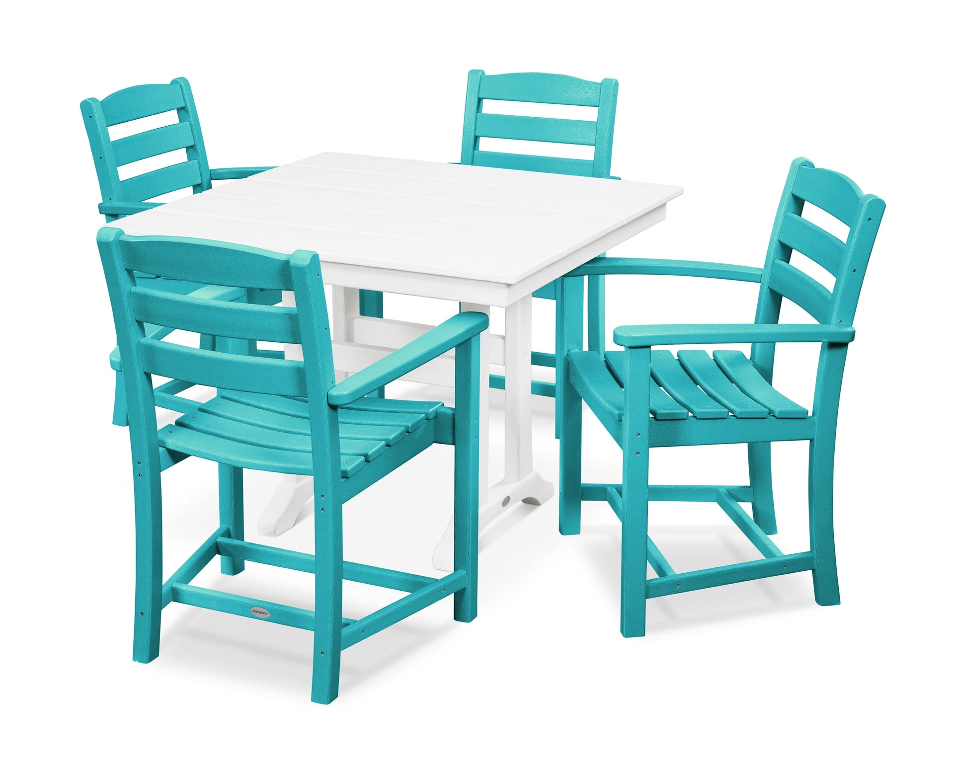 La Casa Café 5-Piece Farmhouse Trestle Arm Chair Dining Set