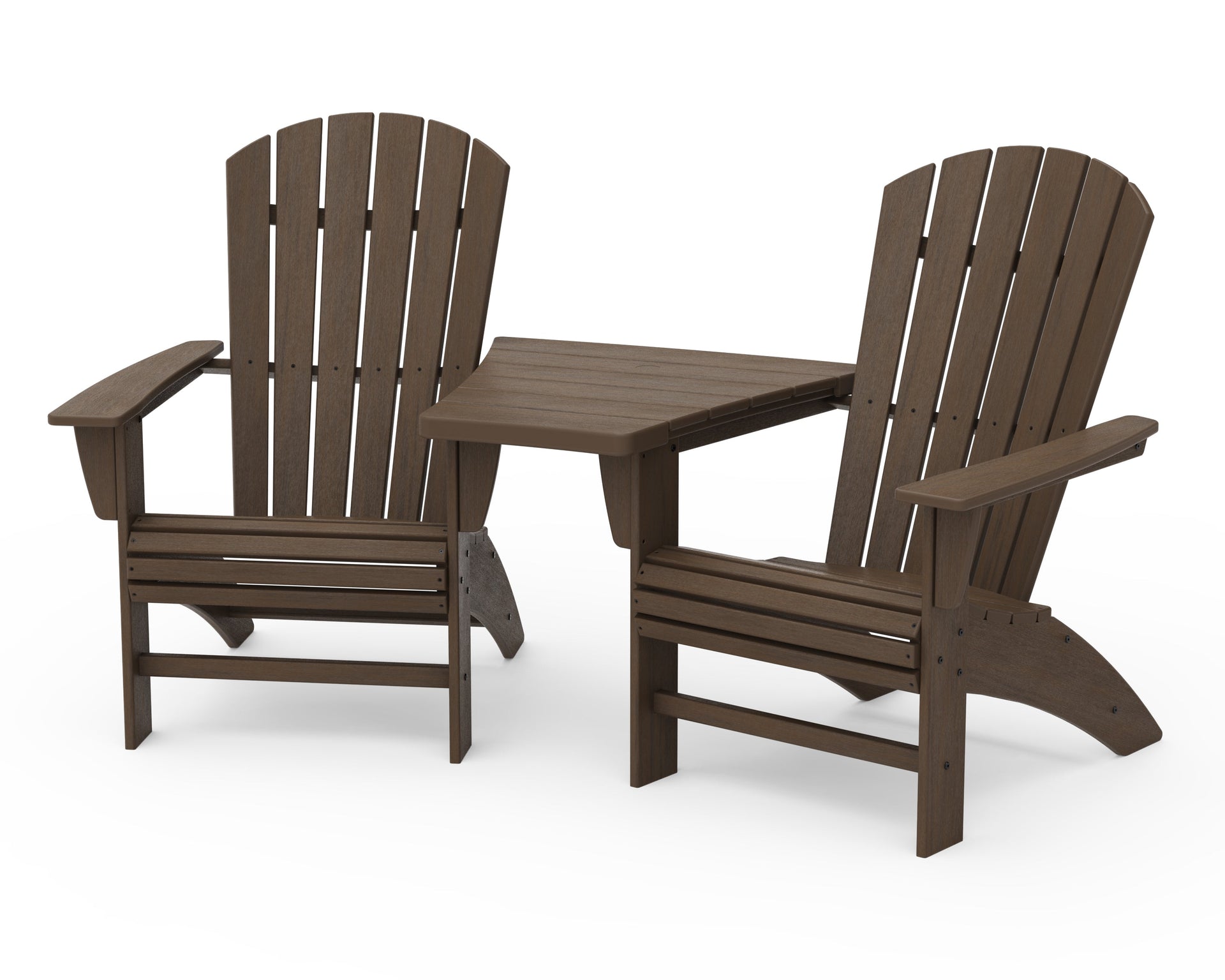 Nautical 3-Piece Curveback Adirondack Set with Angled Connecting Table