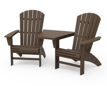 Nautical 3-Piece Curveback Adirondack Set with Angled Connecting Table