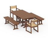 EDGE Sling Arm Chair 5-Piece Farmhouse Dining Set with Benches