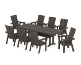 Modern Curveback Adirondack 9-Piece Dining Set with Trestle Legs