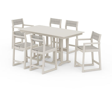 EDGE Sling 7-Piece Farmhouse Counter Set with Trestle Legs