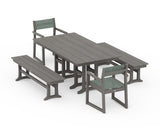 EDGE Sling Arm Chair 5-Piece Farmhouse Dining Set with Benches