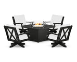 Braxton 5-Piece Deep Seating Swivel Conversation Set with Fire Pit Table