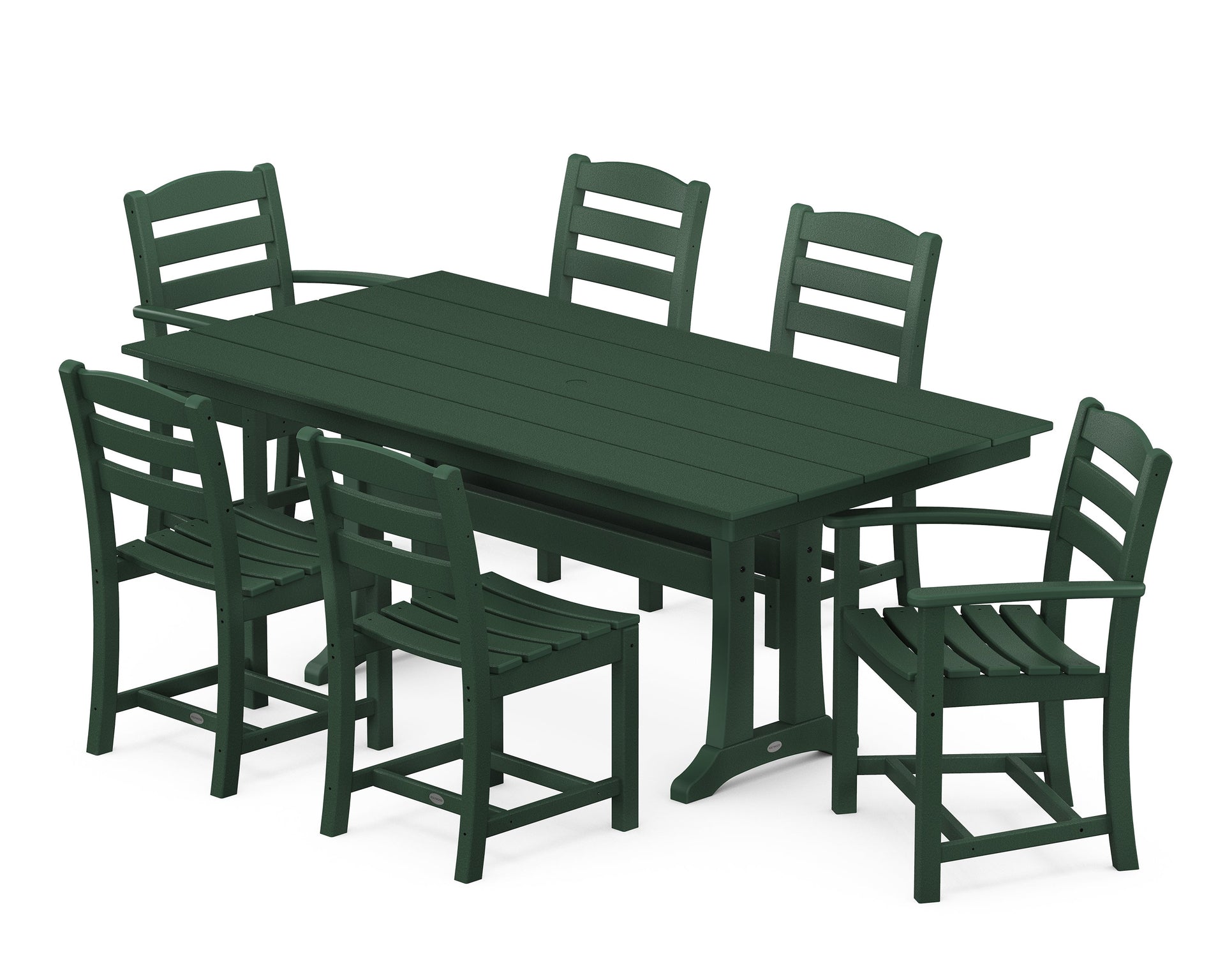 La Casa Café 7-Piece Farmhouse Dining Set with Trestle Legs