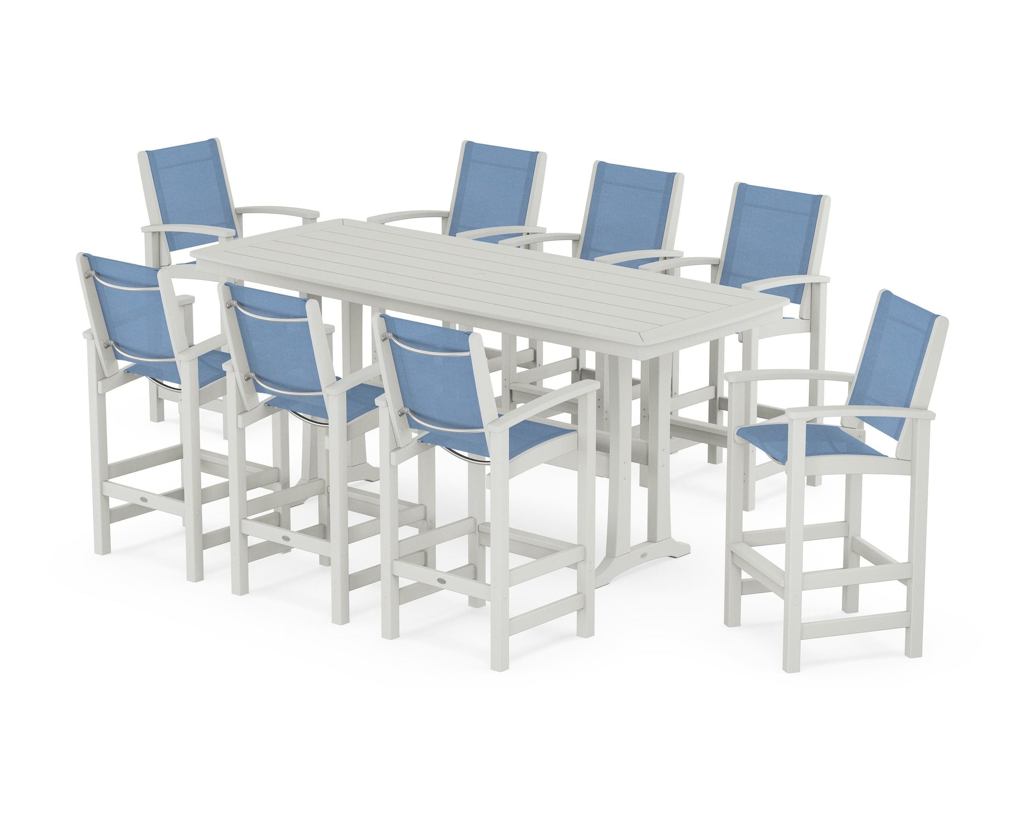 Coastal 9-Piece Bar Set with Trestle Legs