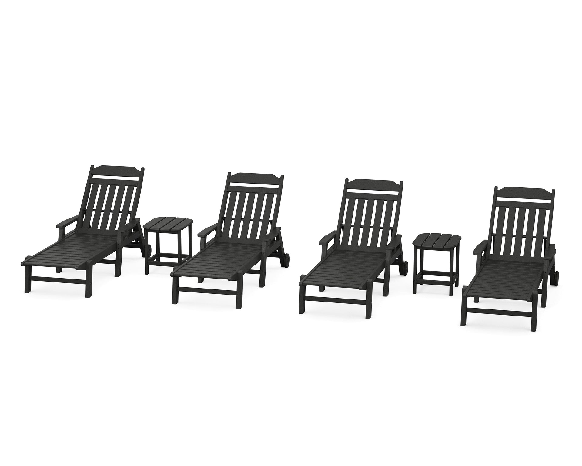 Cottage 6-Piece Chaise Set with Arms and Wheels