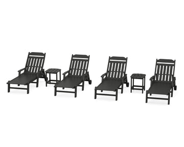 Cottage 6-Piece Chaise Set with Arms and Wheels