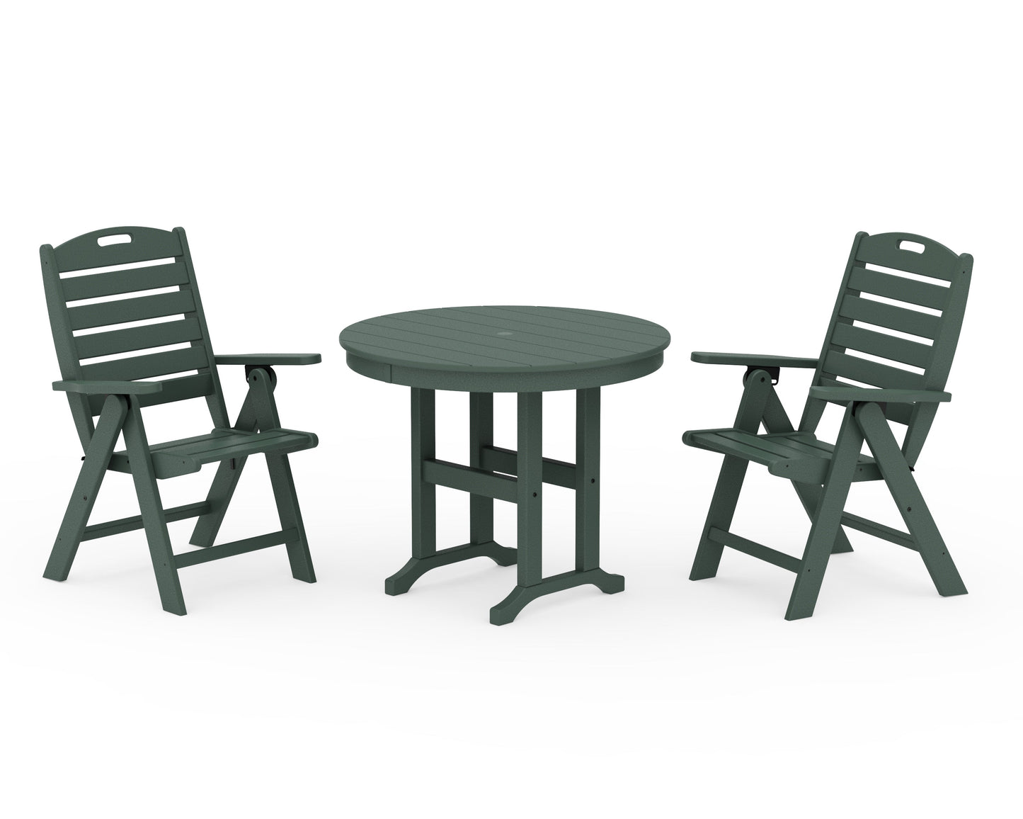 Nautical Folding Highback Chair 3-Piece Round Dining Set