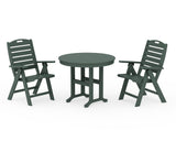 Nautical Folding Highback Chair 3-Piece Round Dining Set