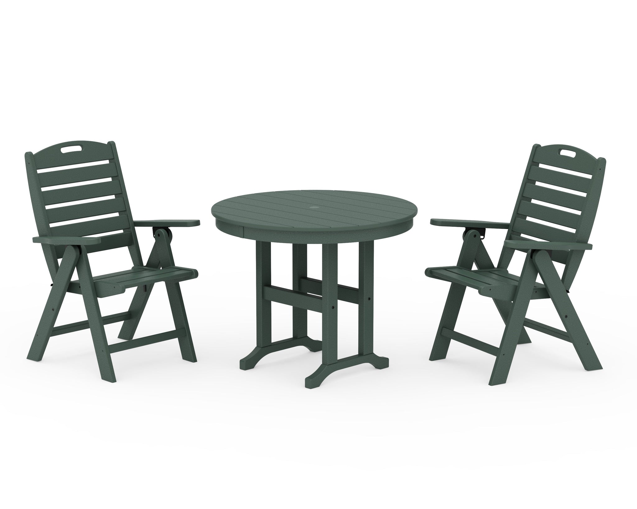 Nautical Folding Highback Chair 3-Piece Round Dining Set