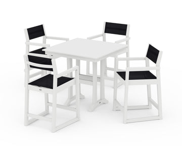 EDGE Sling Arm Chair 5-Piece Farmhouse Counter Set with Trestle Legs