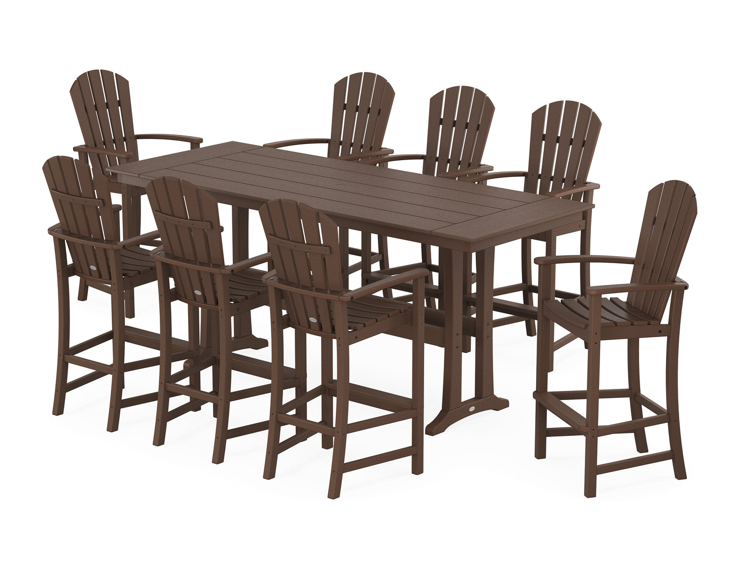 Palm Coast 9-Piece Farmhouse Bar Set with Trestle Legs