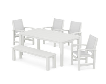 Coastal 6-Piece Parsons Dining Set with Bench
