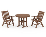 Vineyard Folding Chair 3-Piece Round Dining Set
