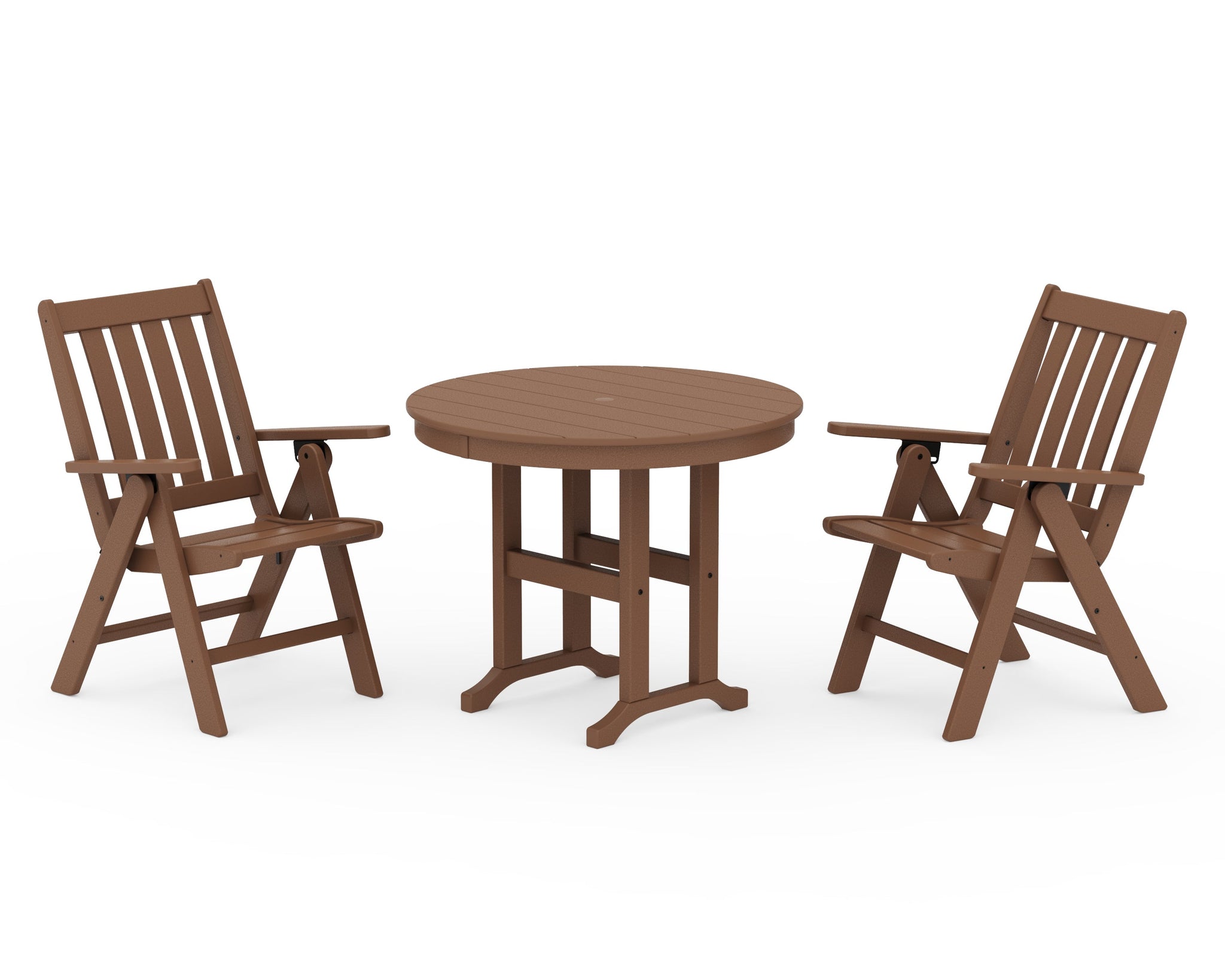 Vineyard Folding Chair 3-Piece Round Dining Set