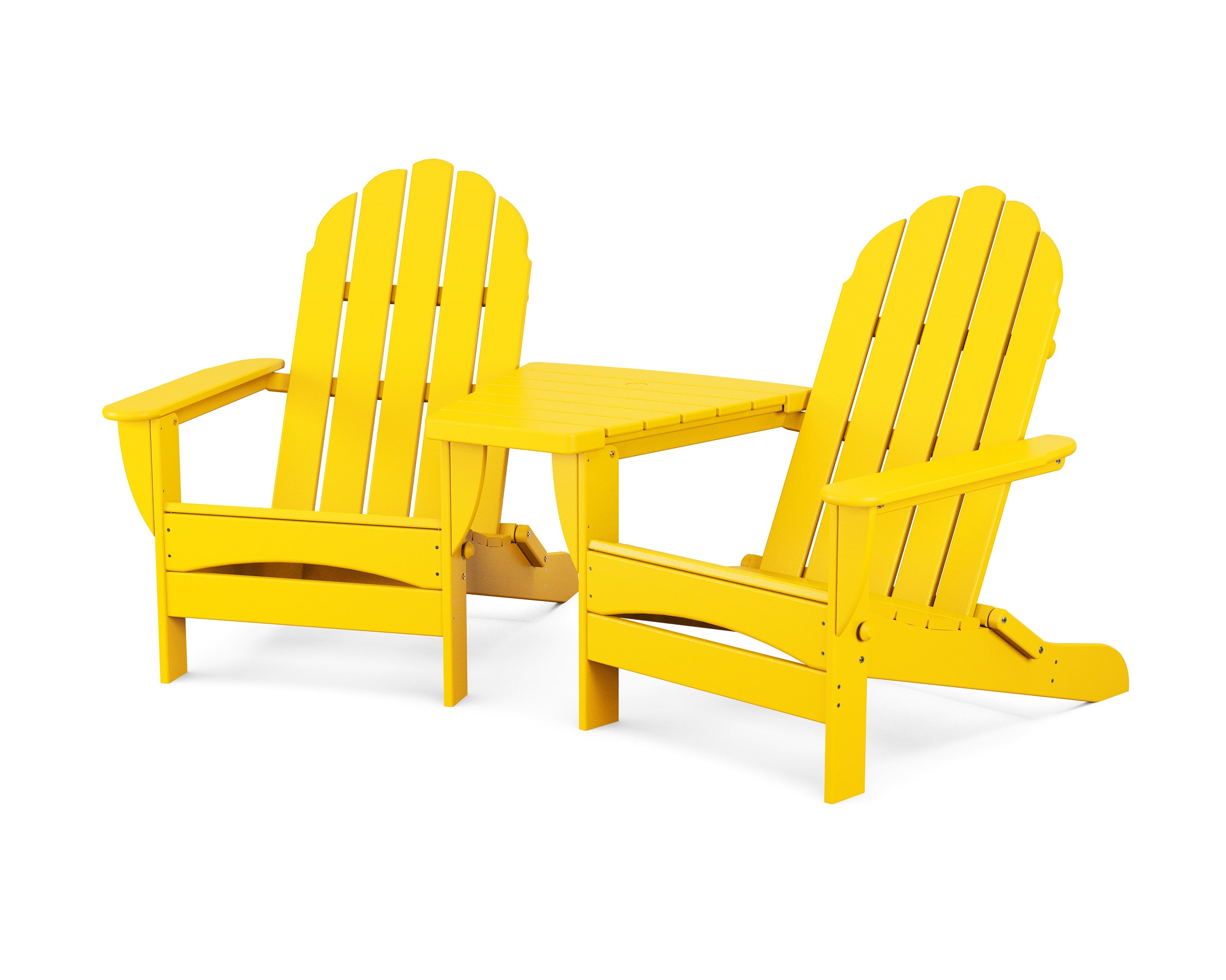 Classic Oversized Adirondacks with Angled Connecting Table