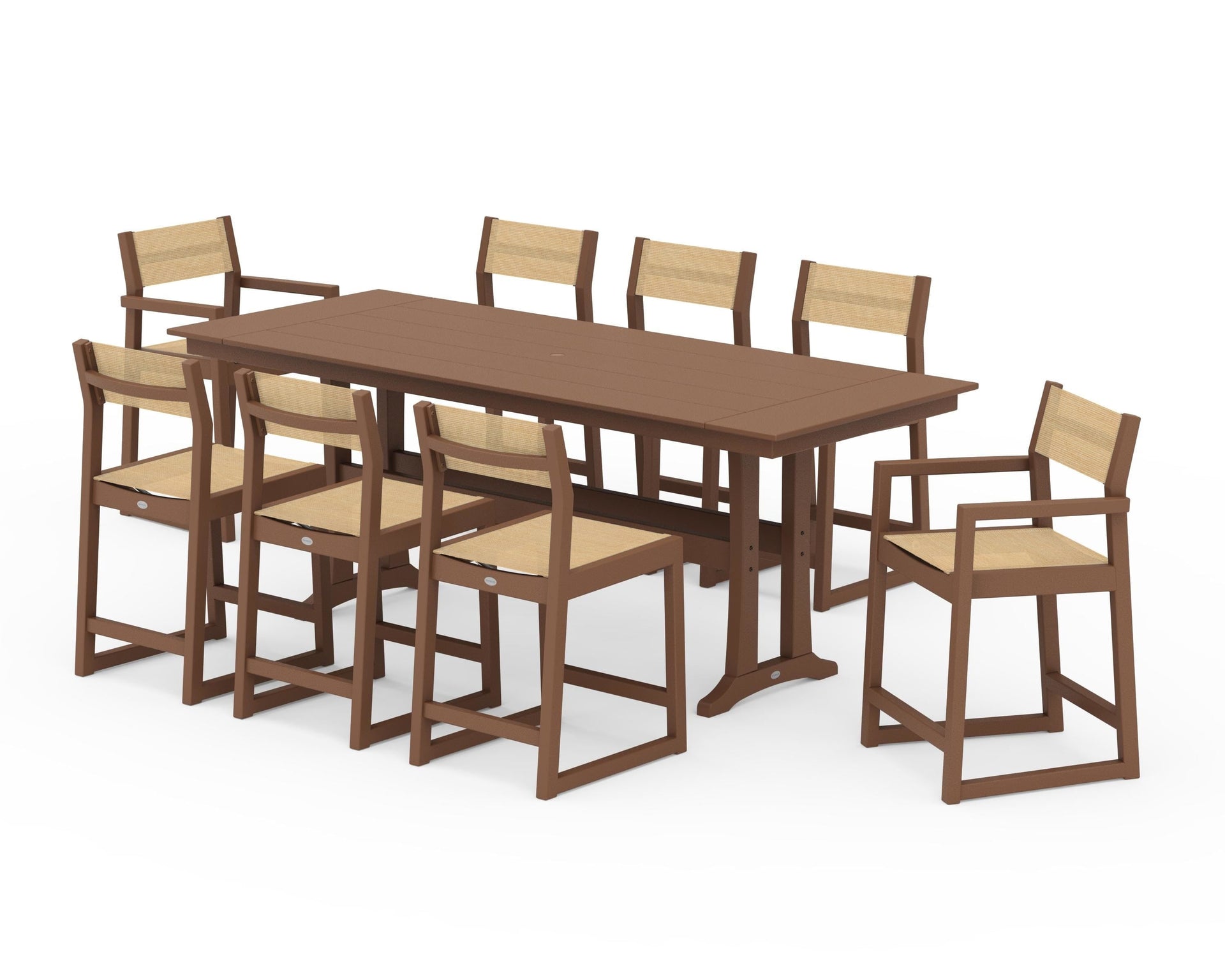EDGE Sling 9-Piece Farmhouse Counter Set with Trestle Legs