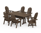 Vineyard Curveback Adirondack Swivel Chair 7-Piece Dining Set with Trestle Legs