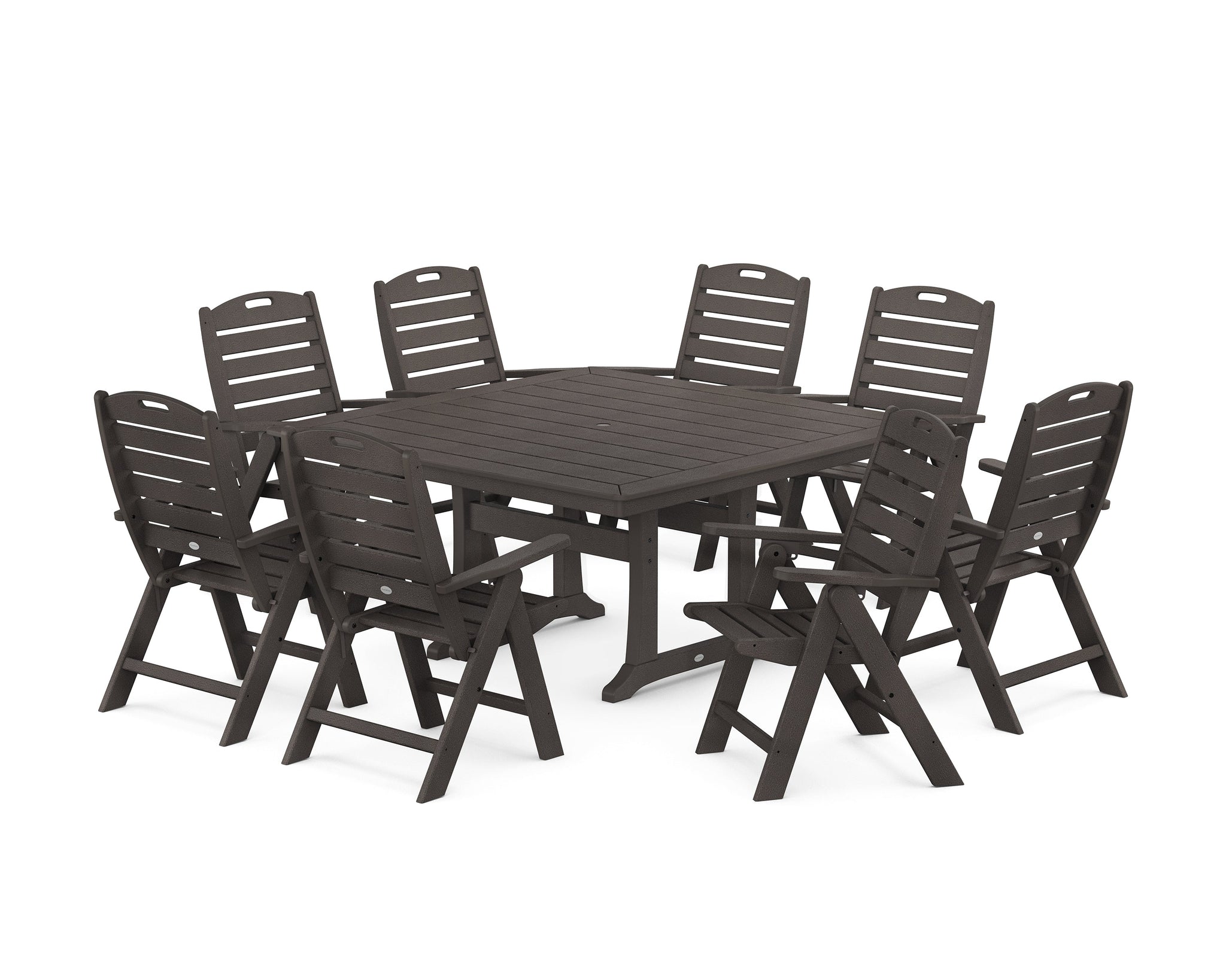 Nautical Highback 9-Piece Square Dining Set with Trestle Legs