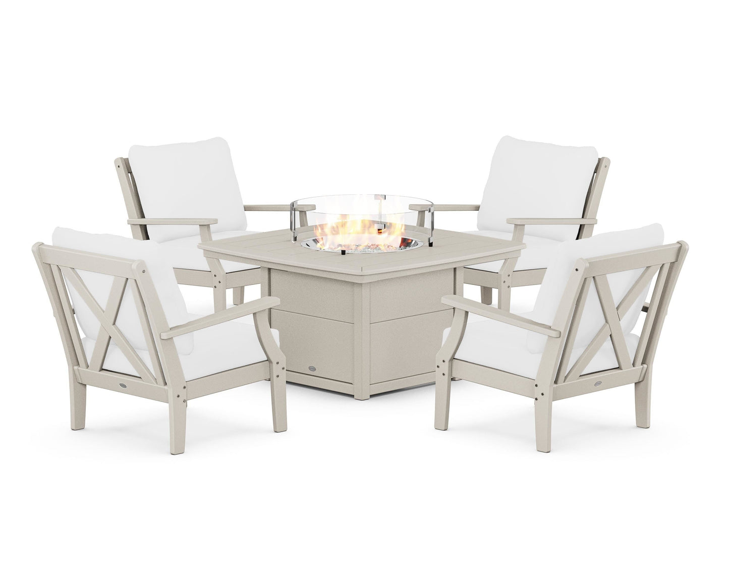Braxton 5-Piece Deep Seating Conversation Set with Fire Pit Table