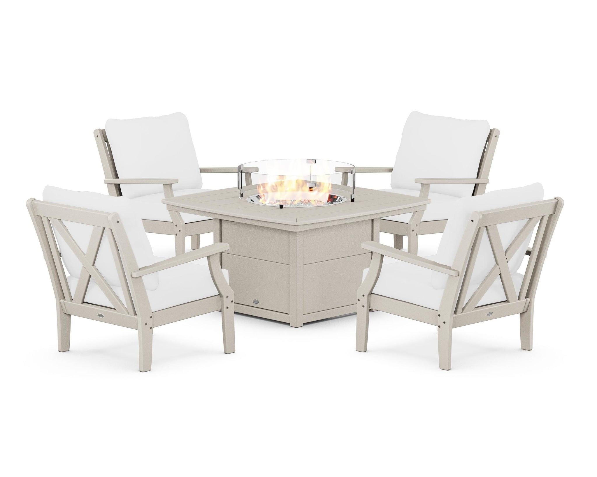 Braxton 5-Piece Deep Seating Conversation Set with Fire Pit Table