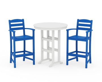 La Casa Café 3-Piece Round Farmhouse Bar Set