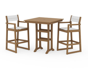 EDGE Sling Arm Chair 3-Piece Farmhouse Bar Set with Trestle Legs