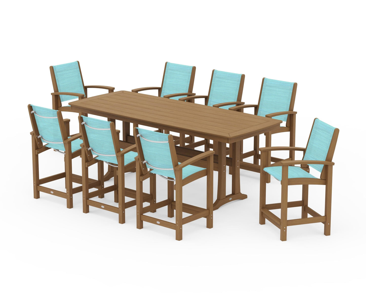 Coastal 9-Piece Counter Set with Trestle Legs