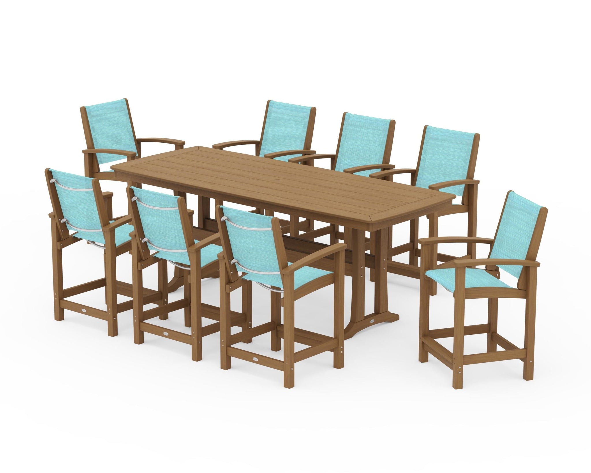 Coastal 9-Piece Counter Set with Trestle Legs