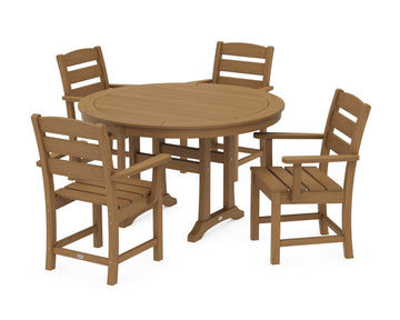 Lakeside 5-Piece Round Dining Set with Trestle Legs